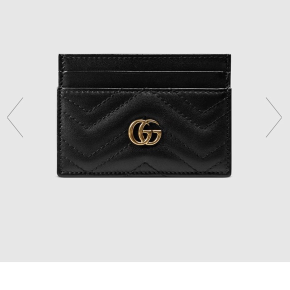 Gucci Black Leather Card Holder with Gold Logo with box - Picture 1 of 2